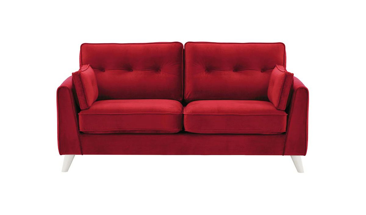 Canapé 2,5 places Magnus, rouge - Velluto 7, Couleur des pieds: Blanc