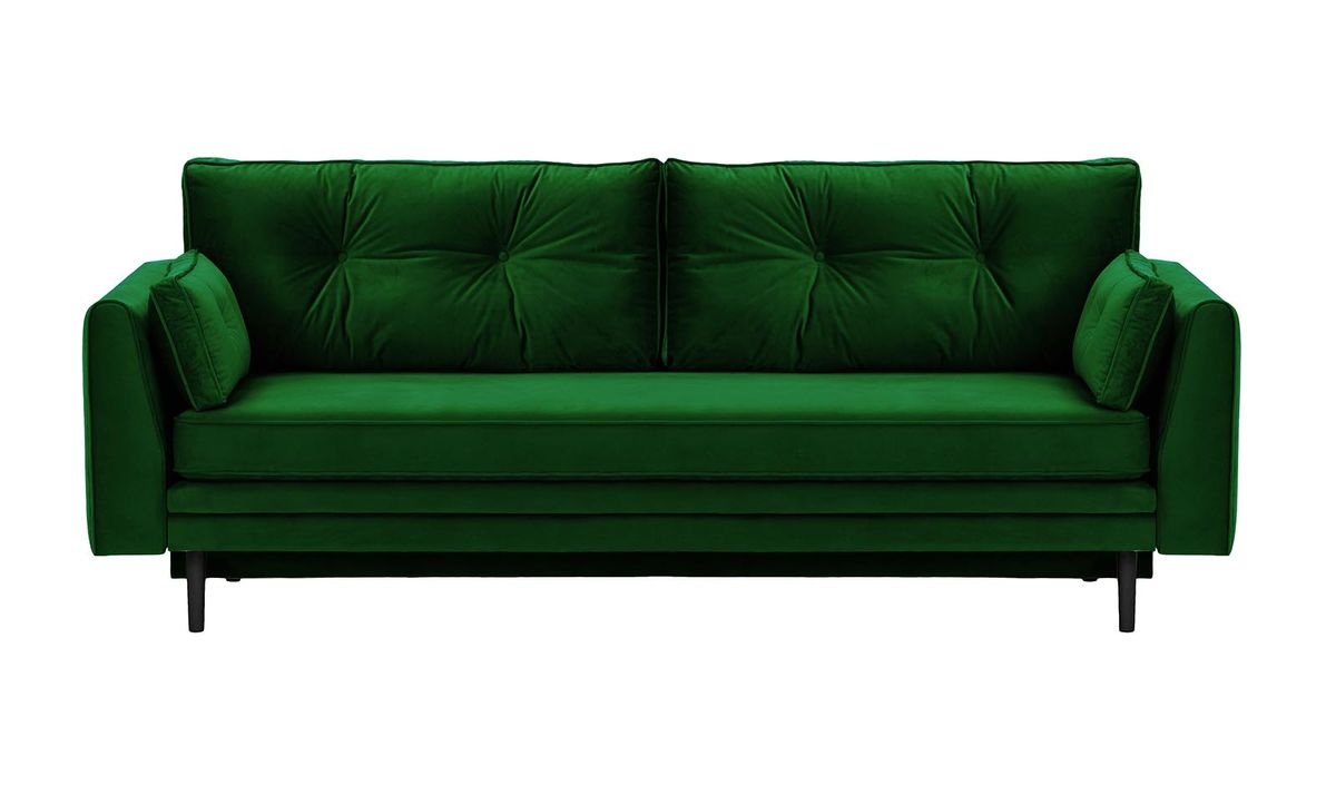 Canapé convertible avec coffre de rangement Magnus, vert foncé - Velluto 10, Couleur des pieds: Noir