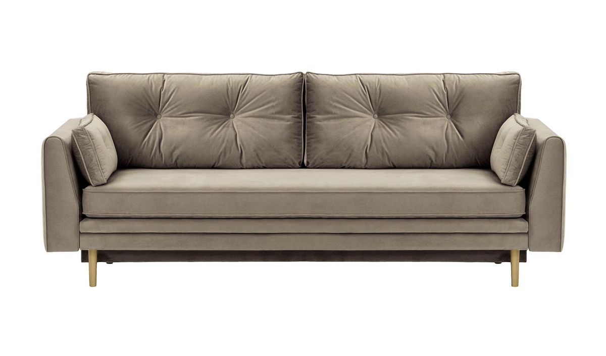 Canapé convertible avec coffre de rangement Magnus, gris éléphant - Velluto 17, Couleur des pieds: Noir wax
