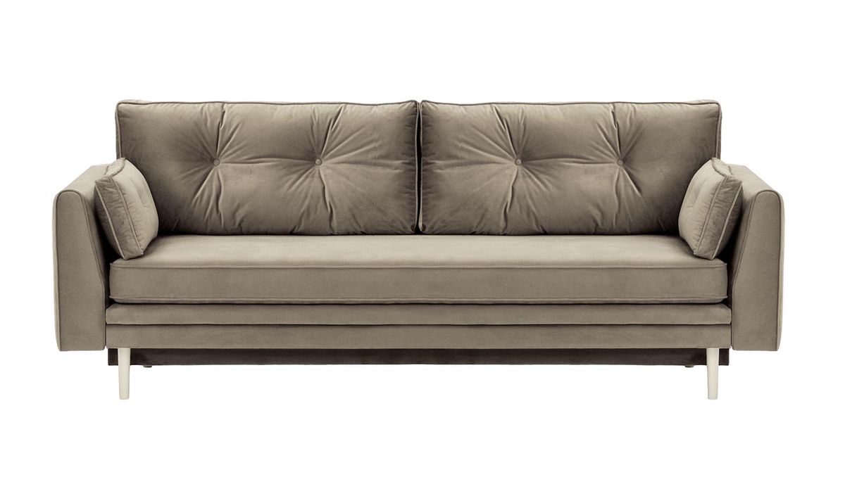 Canapé convertible avec coffre de rangement Magnus, gris éléphant - Velluto 17, Couleur des pieds: Blanc