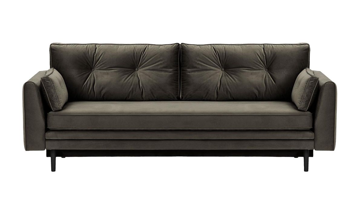 Canapé convertible avec coffre de rangement Magnus, graphite - Velluto 19, Couleur des pieds: Noir