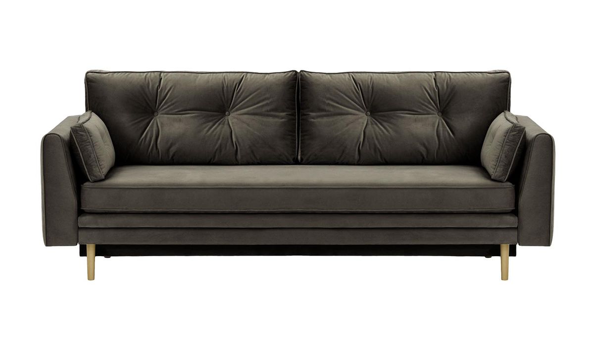 Canapé convertible avec coffre de rangement Magnus, graphite - Velluto 19, Couleur des pieds: Noir wax