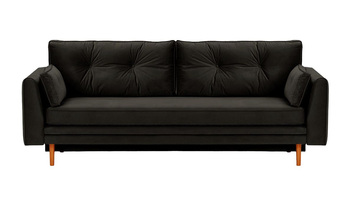 Canapé convertible avec coffre de rangement Magnus, noir - Velluto 20, Couleur des pieds: aveo
