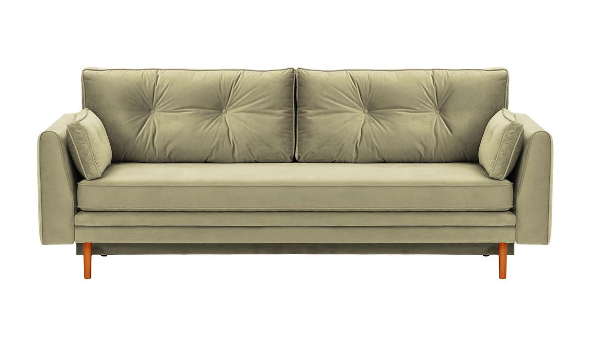 Canapé convertible avec coffre de rangement Magnus, beige - Velluto 3, Couleur des pieds: aveo