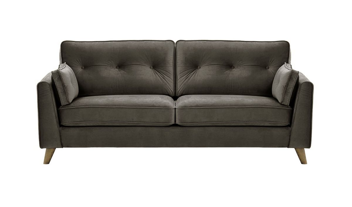 Canapé trois places Magnus, graphite - Velluto 19, Couleur des pieds: Noir wax