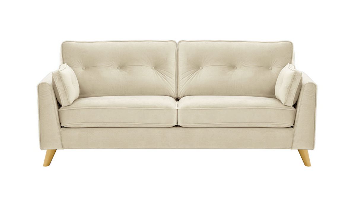 Canapé trois places Magnus, beige clair - Velluto 2, Couleur des pieds: Chêne clair