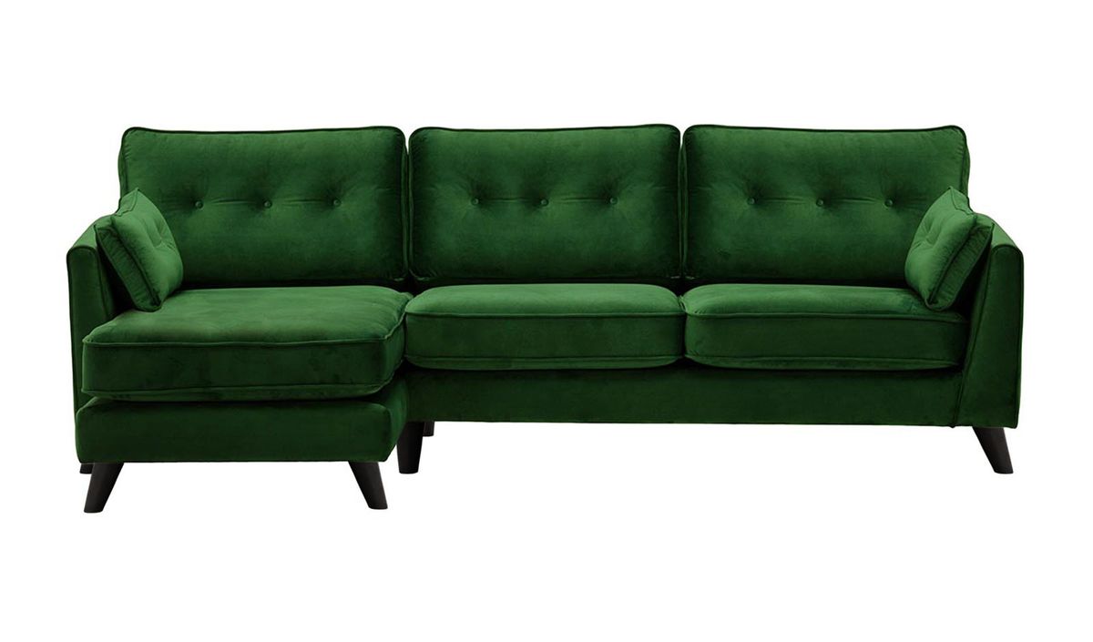 Canapé d’angle gauche Magnus, vert foncé - Velluto 10, Couleur des pieds: Noir