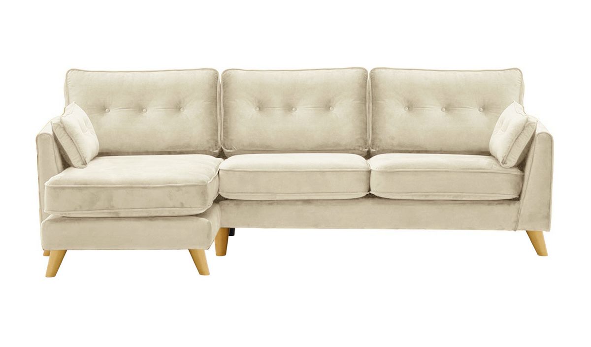 Canapé d’angle gauche Magnus, beige clair - Velluto 2, Couleur des pieds: Chêne clair