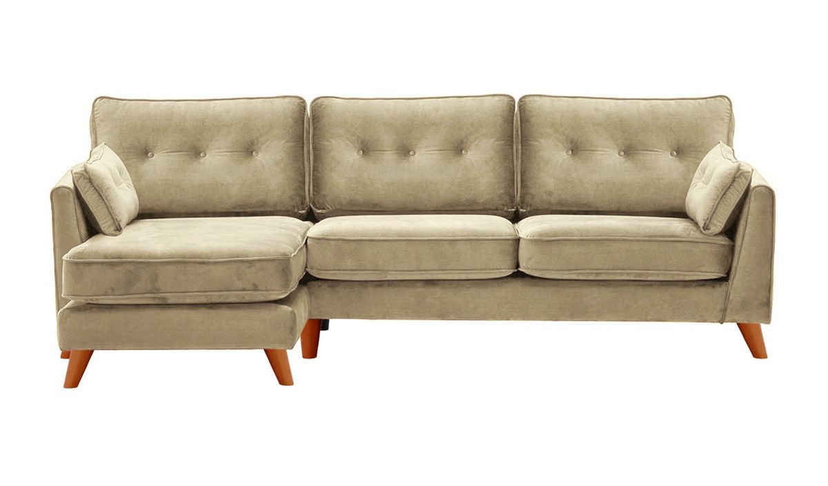 Canapé d’angle gauche Magnus, beige - Velluto 3, Couleur des pieds: aveo