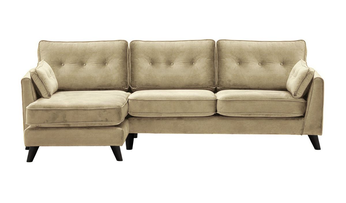 Canapé d’angle gauche Magnus, beige - Velluto 3, Couleur des pieds: Noir