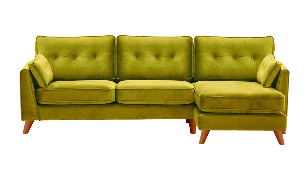 Canapé d’angle droit Magnus, olive - Velluto 9, Couleur des pieds: aveo