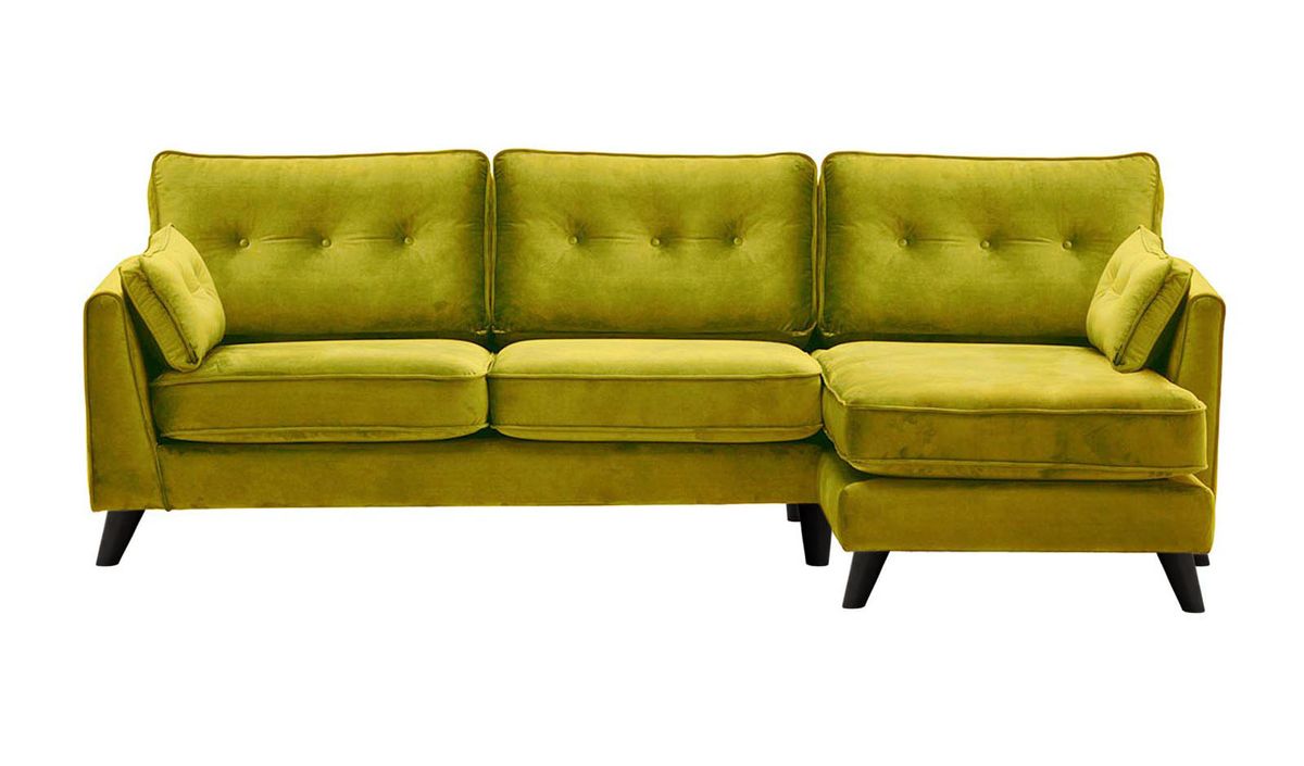 Canapé d’angle droit Magnus, olive - Velluto 9, Couleur des pieds: Noir