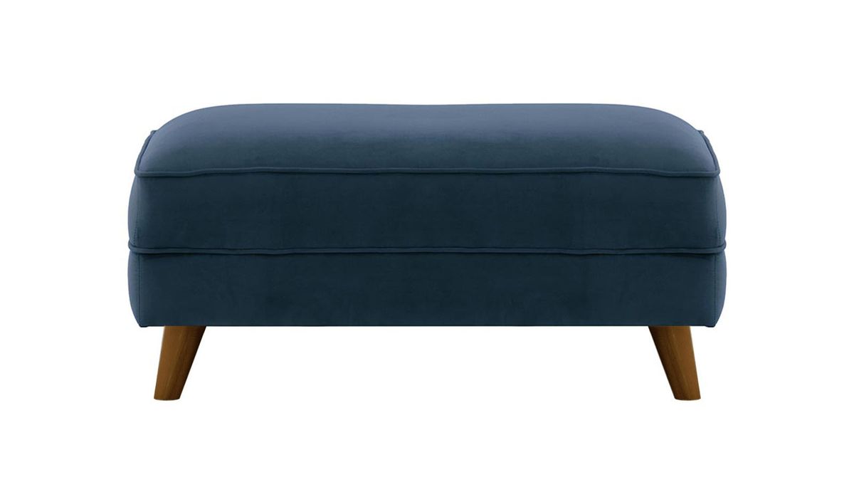 Pouf Magnus, bleu - Velluto 11, Couleur des pieds: Chêne foncé