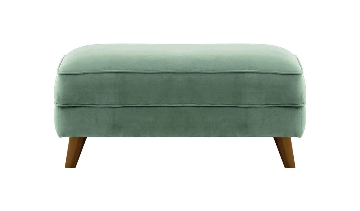 Pouf Magnus, bleu - Velluto 12, Couleur des pieds: Chêne foncé