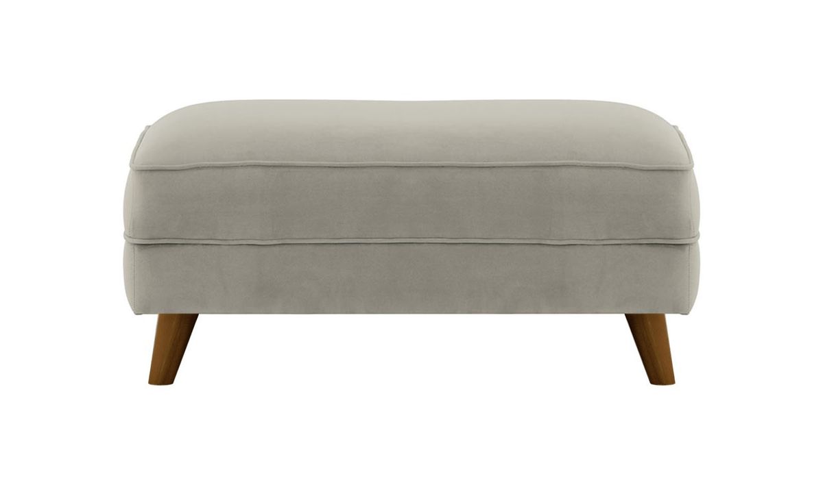 Pouf Magnus, gris clair - Velluto 15, Couleur des pieds: Chêne foncé