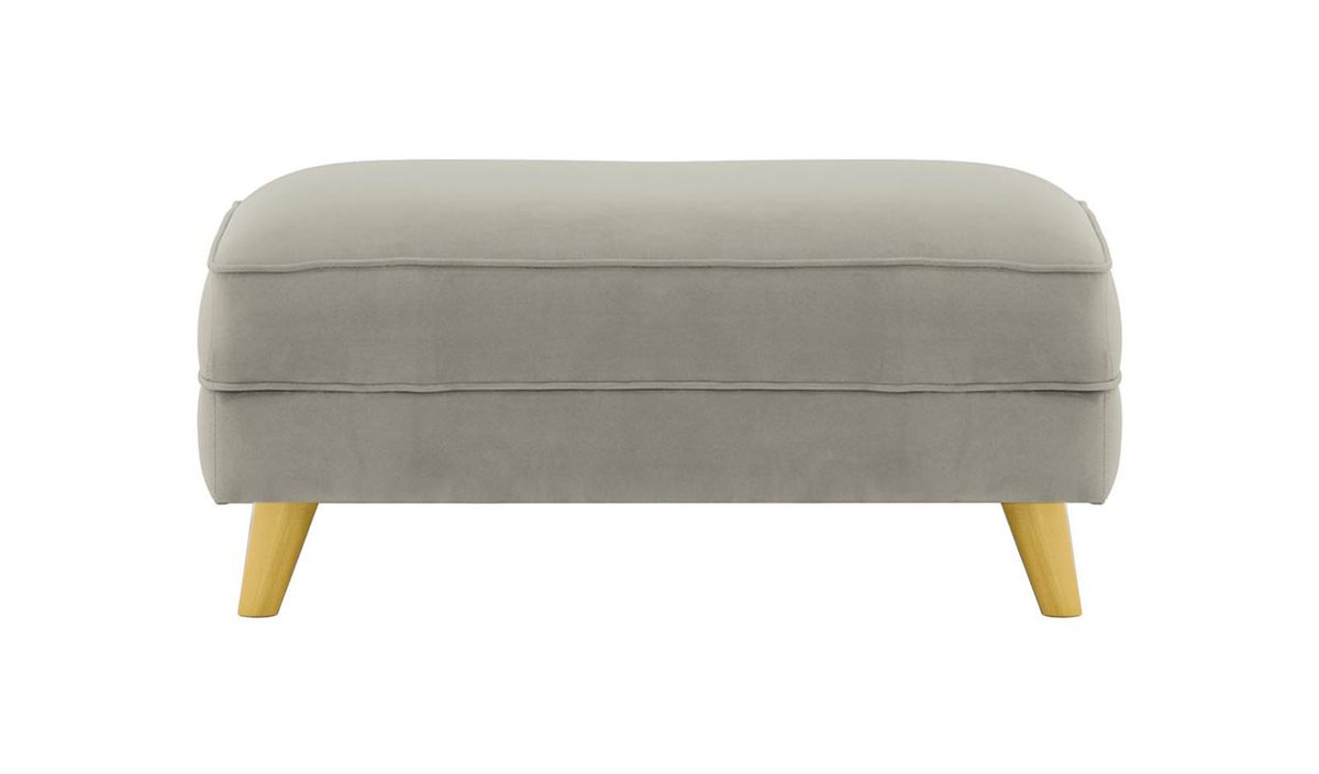 Pouf Magnus, gris clair - Velluto 15, Couleur des pieds: Chêne clair