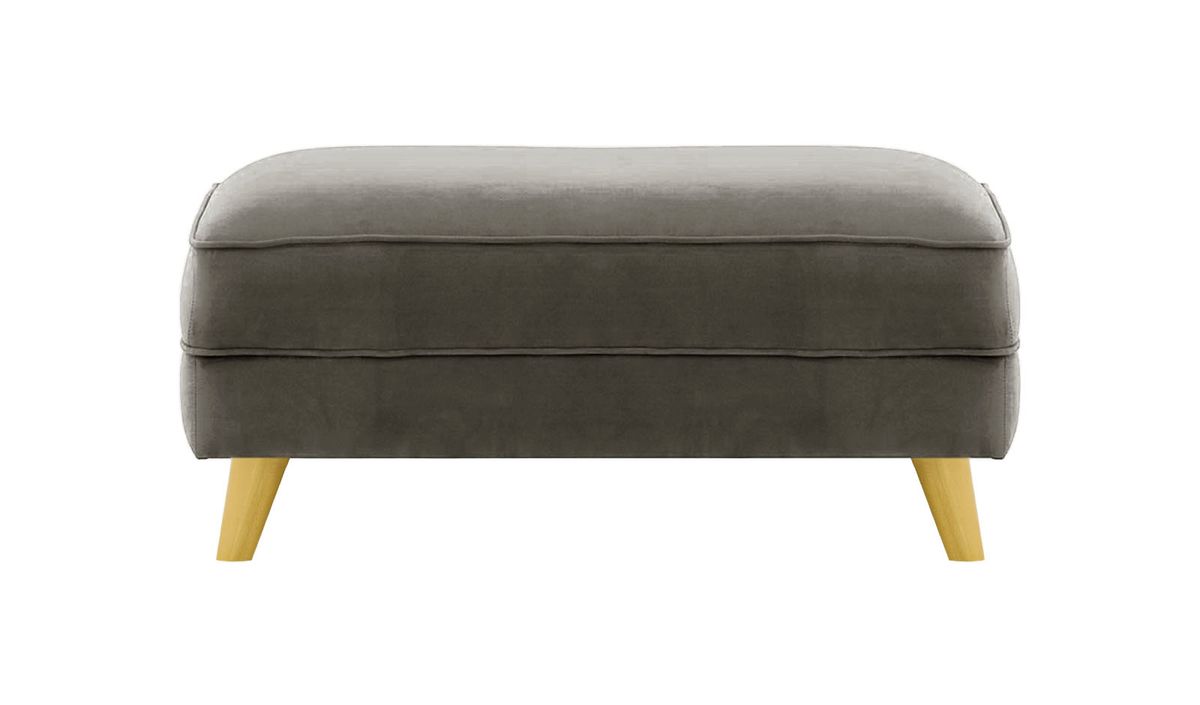 Pouf Magnus, graphite - Velluto 19, Couleur des pieds: Chêne clair