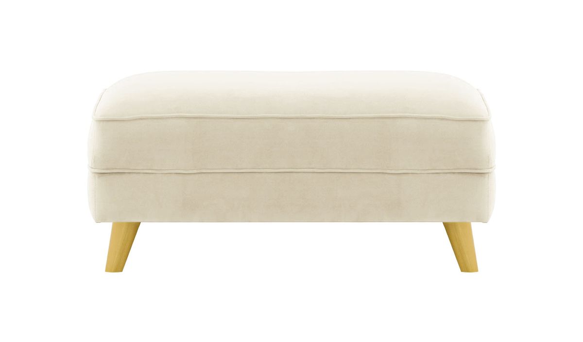 Pouf Magnus, beige clair - Velluto 2, Couleur des pieds: Chêne clair