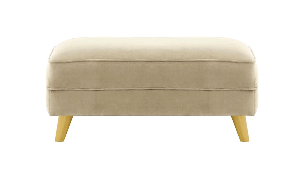 Pouf Magnus, beige - Velluto 3, Couleur des pieds: Chêne clair