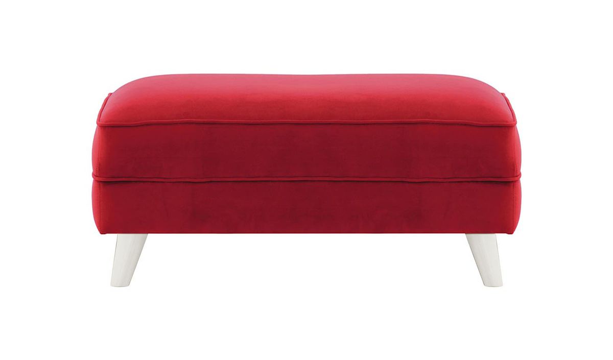 Pouf Magnus, rouge - Velluto 7, Couleur des pieds: Blanc
