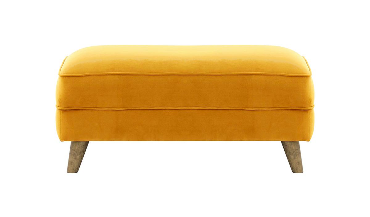 Pouf Magnus, moutarde - Velluto 8, Couleur des pieds: Noir wax