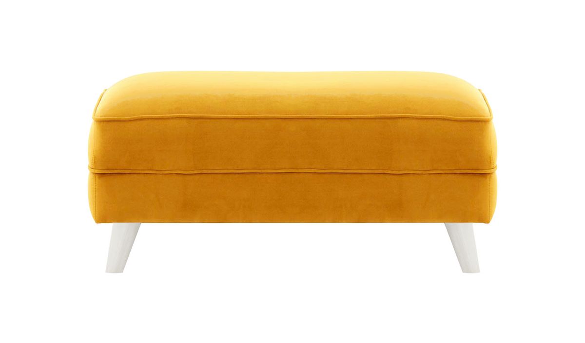Pouf Magnus, moutarde - Velluto 8, Couleur des pieds: Blanc