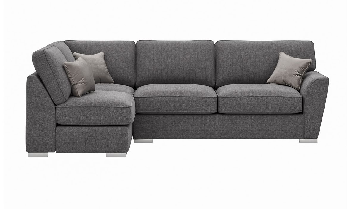 Canapé d'angle gauche Majestic New avec dossier fixe, gris foncé - Cherub 1482/gris - Velluto 16