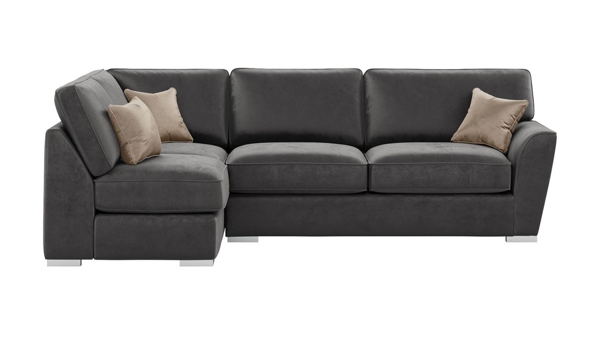 Canapé d'angle gauche Majestic New avec dossier fixe, graphite - Velluto 19/ beige - Velluto 3