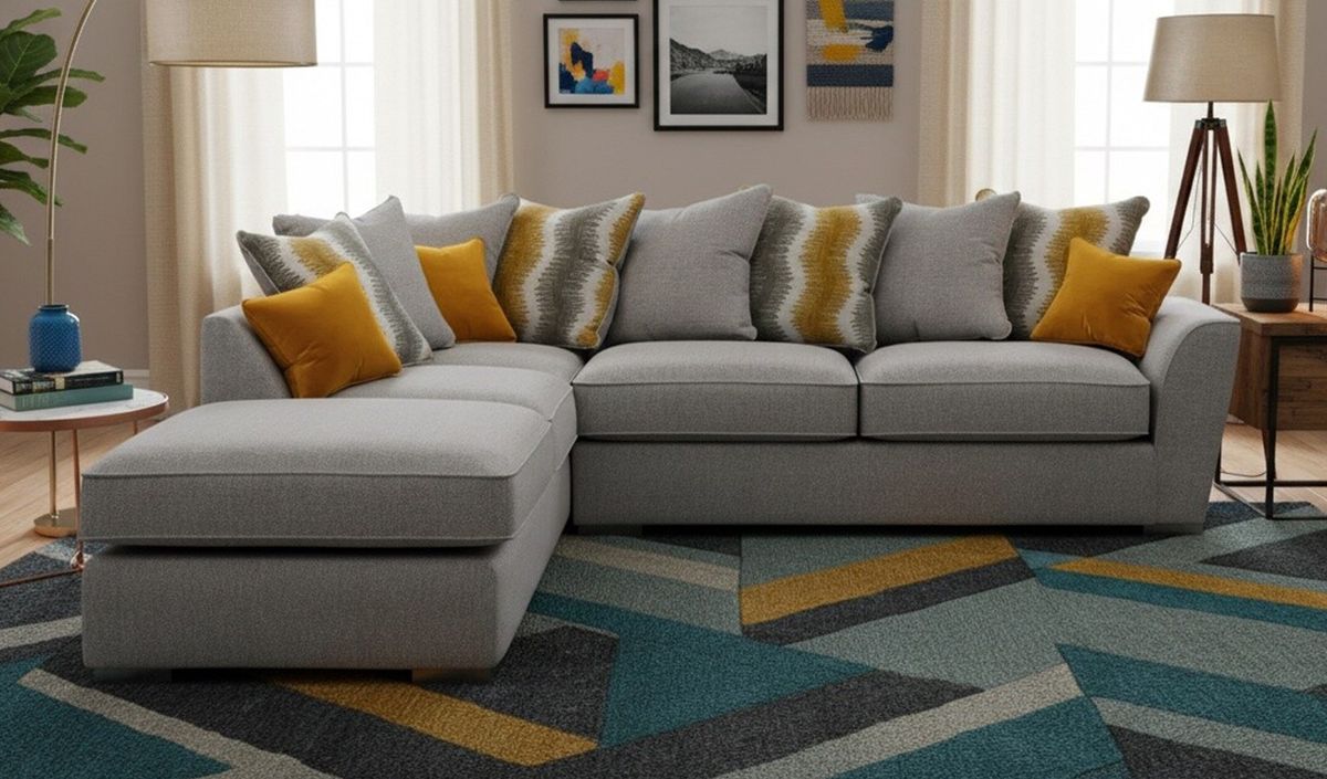 Canapé d’angle gauche à coussins Majestic