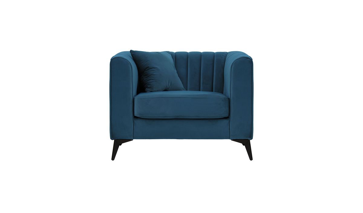 Fauteuil Mary, bleu - Velluto 11, Couleur des pieds: noir mat