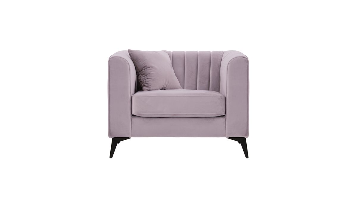 Fauteuil Mary, lila/rose - Velluto 14, Couleur des pieds: noir mat