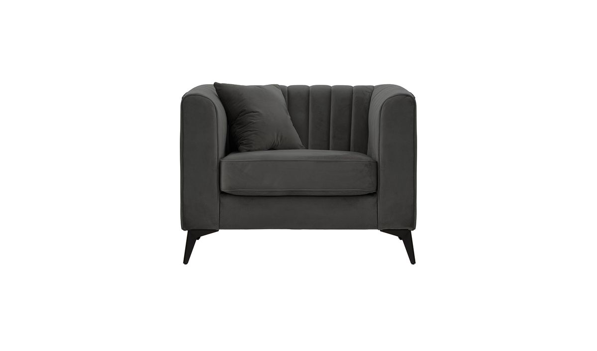 Fauteuil Mary, graphite - Velluto 19, Couleur des pieds: noir mat