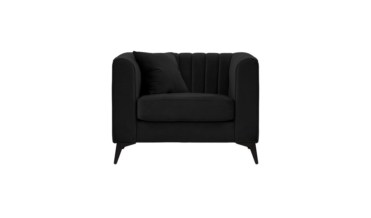 Fauteuil Mary, noir - Velluto 20, Couleur des pieds: noir mat