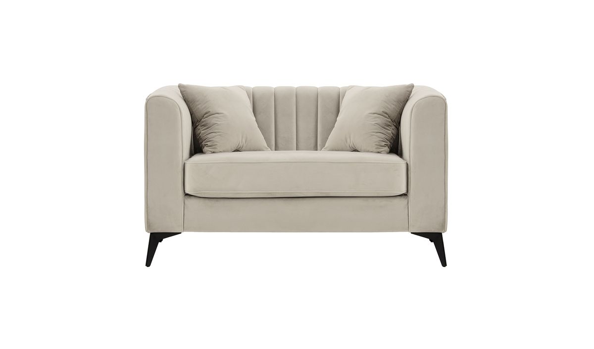 Petit canapé Mary, beige clair - Velluto 2, Couleur des pieds: noir mat