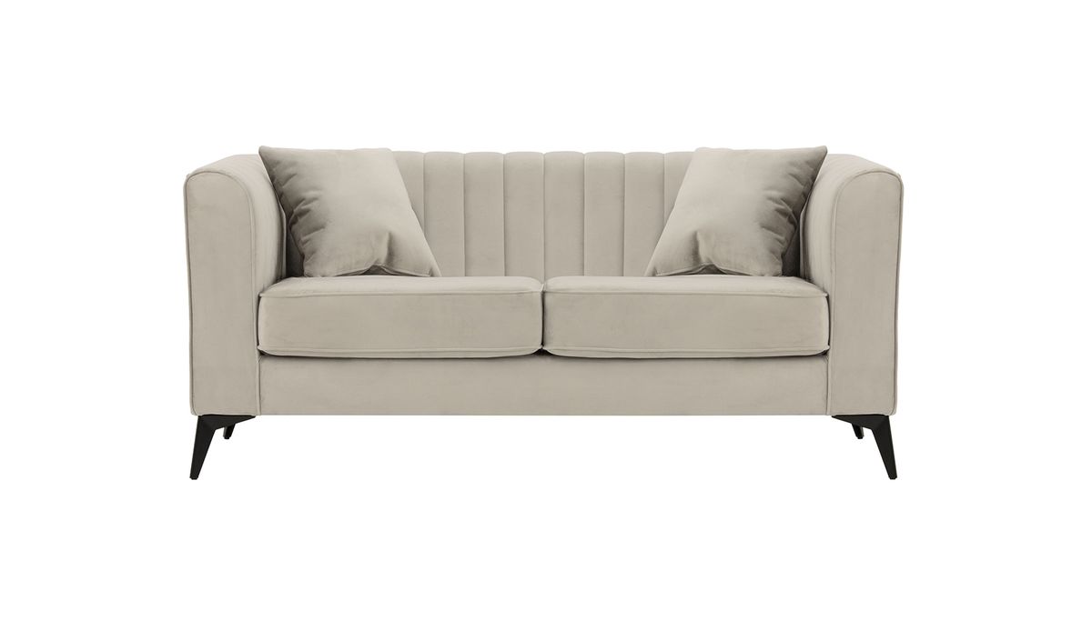 Canapé deux places Mary, beige clair - Velluto 2, Couleur des pieds: noir mat