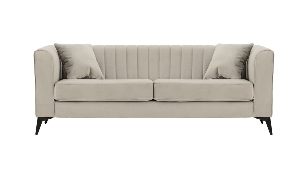 Canapé trois places Mary, beige clair - Velluto 2, Couleur des pieds: noir mat