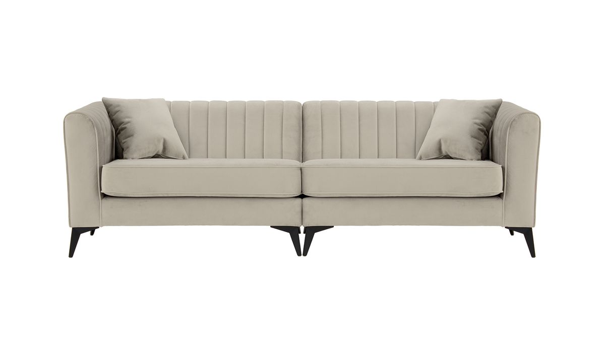 Canapé quatre places – 2 modules Mary, beige clair - Velluto 2, Couleur des pieds: noir mat