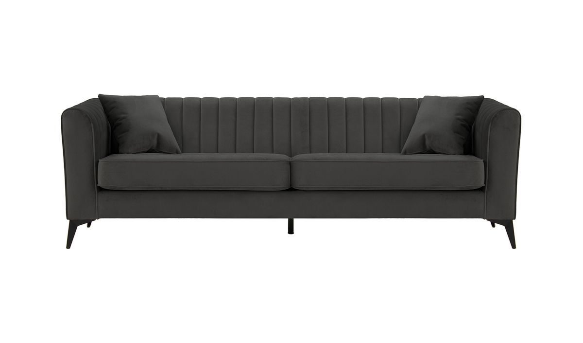 Canapé quatre places Mary, graphite - Velluto 19, Couleur des pieds: noir mat