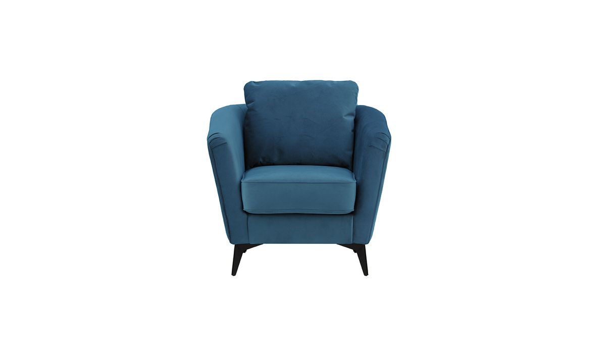 Fauteuil décoratif Mary, bleu - Velluto 11, Couleur des pieds: noir mat