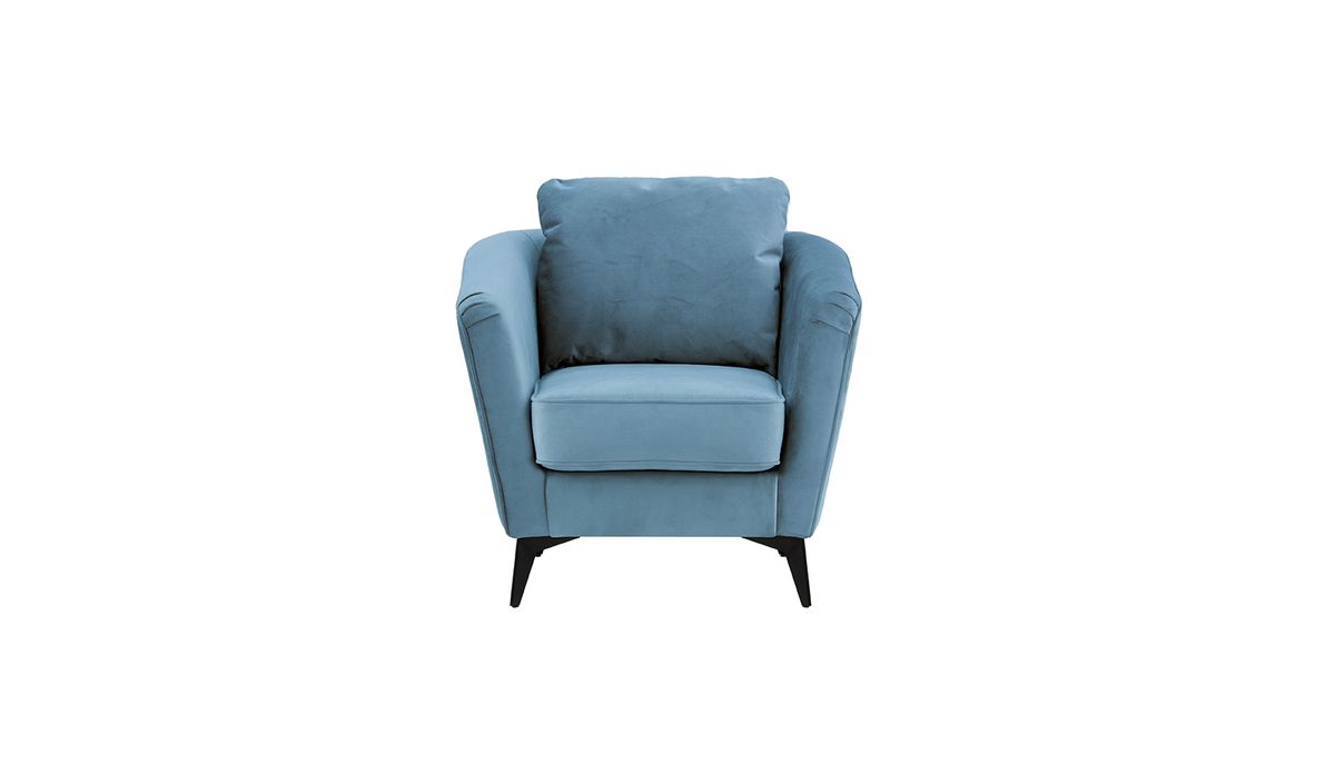Fauteuil décoratif Mary, bleu - Velluto 12, Couleur des pieds: noir mat