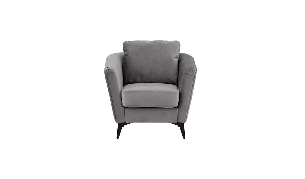 Fauteuil décoratif Mary, gris éléphant - Velluto 17, Couleur des pieds: noir mat