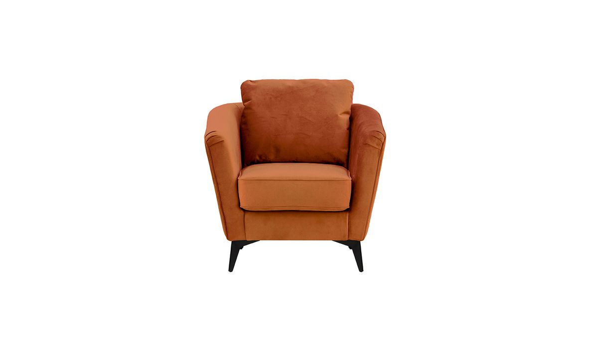 Fauteuil décoratif Mary, Velluto 33 - orange rouillé, Couleur des pieds: noir mat