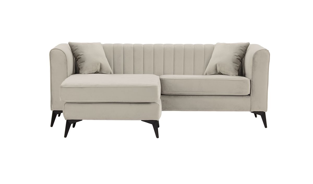 Canapé d’angle universel Mary, beige clair - Velluto 2, Couleur des pieds: noir mat