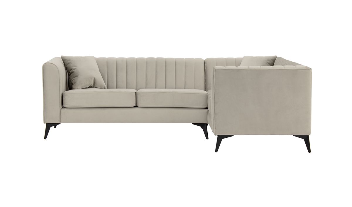 Canapé d’angle droit Mary, beige clair - Velluto 2, Couleur des pieds: noir mat