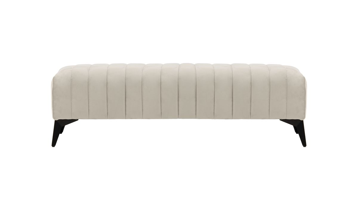 Grand pouf avec des coutures Mary, beige clair - Velluto 2, Couleur des pieds: noir mat