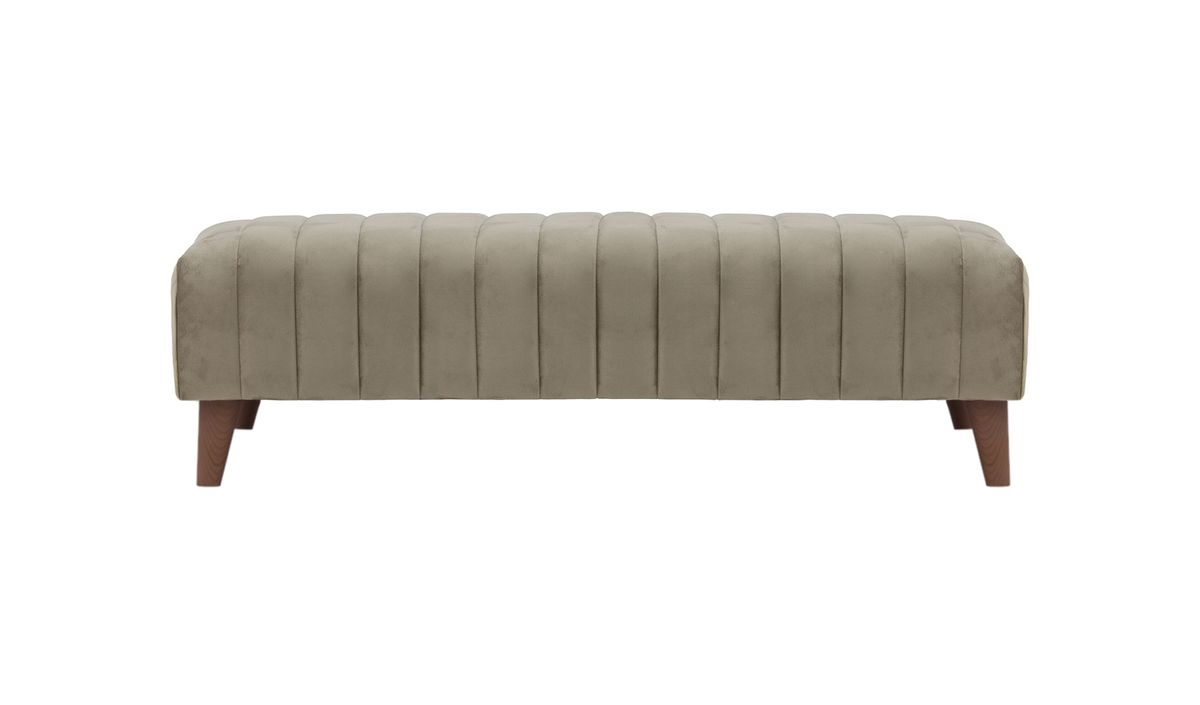 Grand pouf avec des coutures Mary, beige - Velluto 3, Couleur des pieds: Chêne foncé