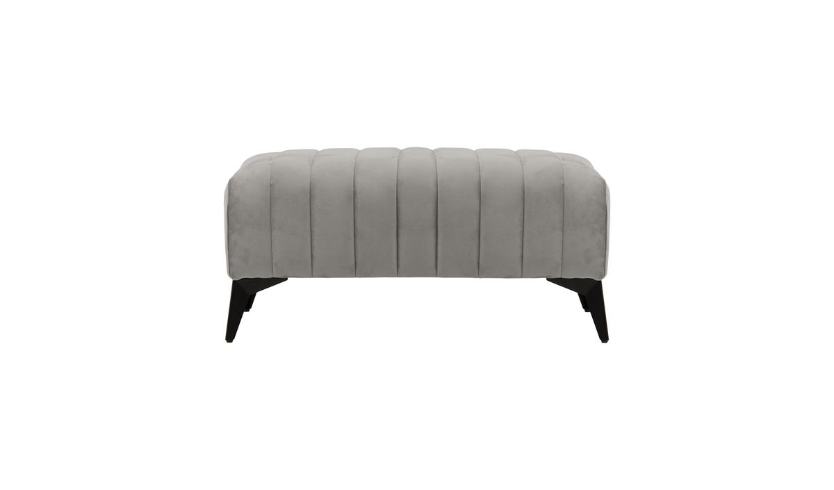 Petit pouf avec des coutures Mary, gris clair - Velluto 15, Couleur des pieds: noir mat