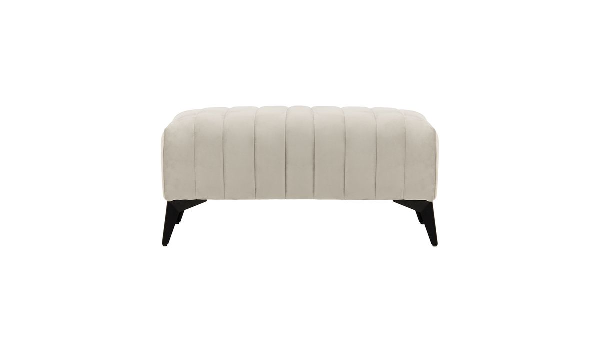 Petit pouf avec des coutures Mary, beige clair - Velluto 2, Couleur des pieds: noir mat