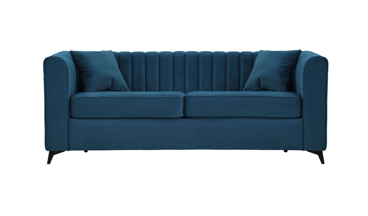 Mary - Canapé convertible 140, bleu - Velluto 11, Couleur des pieds: noir mat