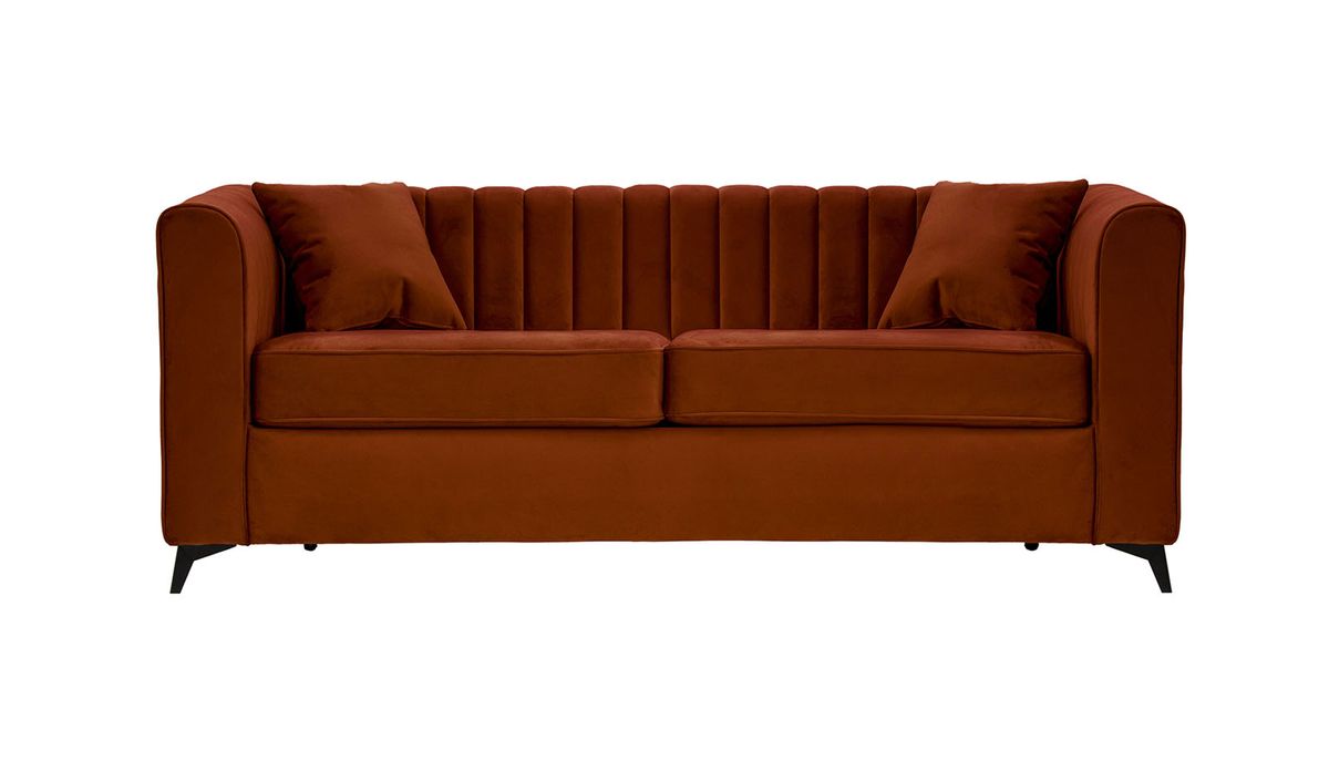 Mary - Canapé convertible 140, Velluto 33 - orange rouillé, Couleur des pieds: noir mat